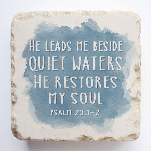 Twelve Stone Art Coaster (Psalm 23:1-2)
