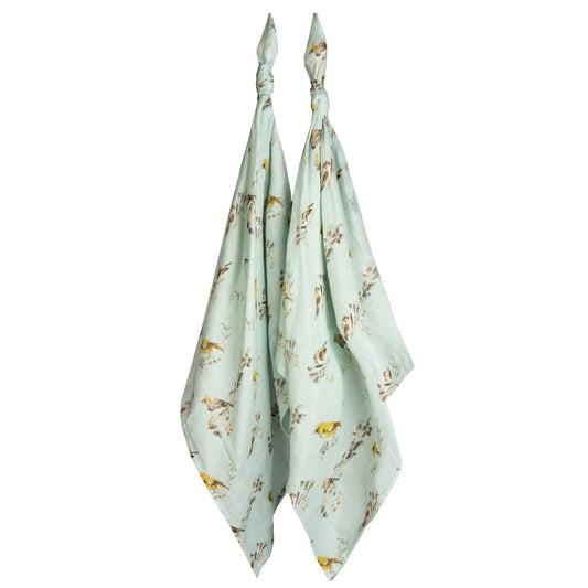 Milkbarn Blue Bird Bamboo Muslin Burp Cloths