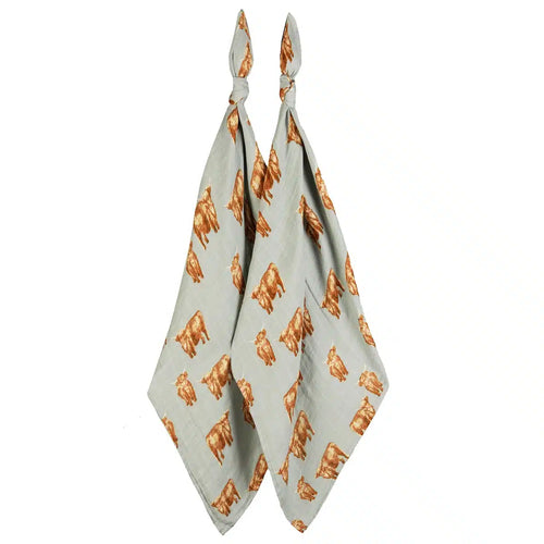 Milkbarn Organic Cotton Burp Cloth Set Highland Cow