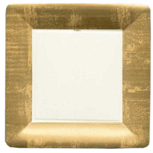 Gold Leaf Ivory Square Dinner Plates