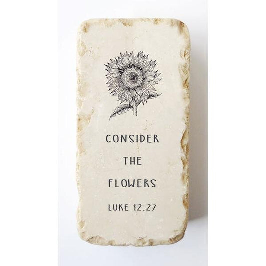 Twelve Stone Art Half Block (Sunflower - Luke 12:27) Vertical