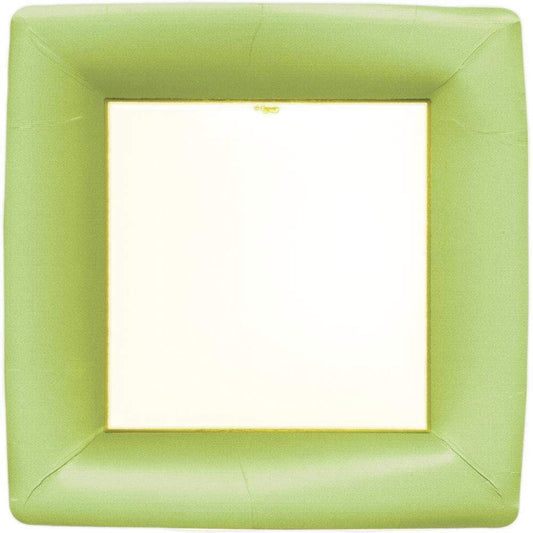 Grosgrain Square Paper Dinner Plates in Green