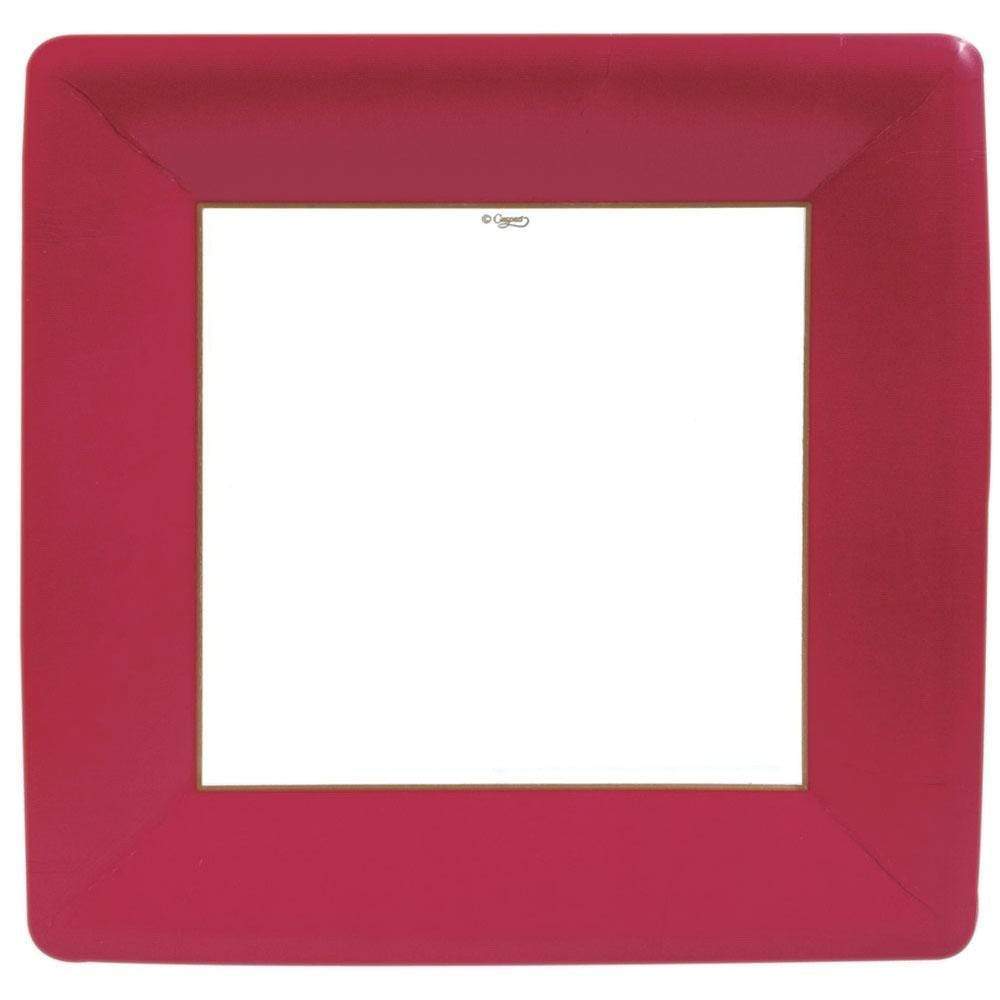 Grosgrain Square Paper Dinner Plates Red