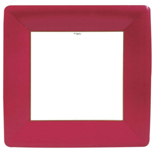 Grosgrain Square Paper Dinner Plates Red