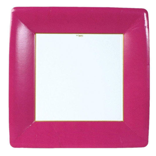 Grosgrain Square Paper Dinner Plates Border Rose