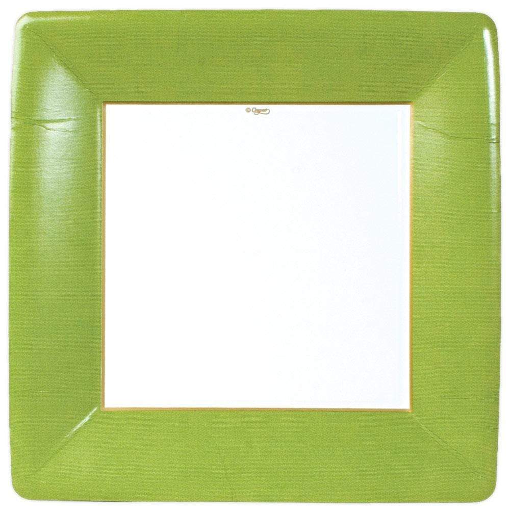 Grosgrain Square Paper Dinner Plates in Border Moss