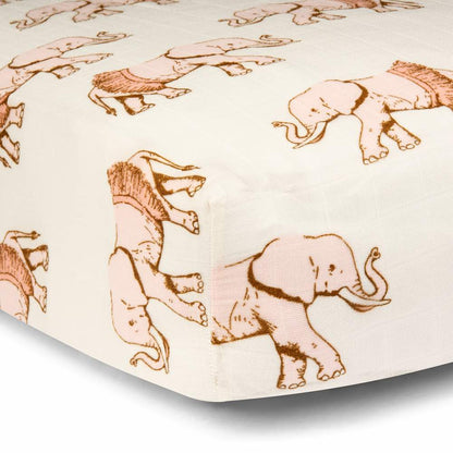 Milkbarn Tutu Elephant Bamboo Muslin Fitted Crib Sheet