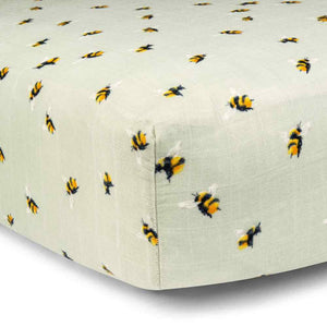 Milkbarn Bumblebee Muslin Fitted Crib Sheet
