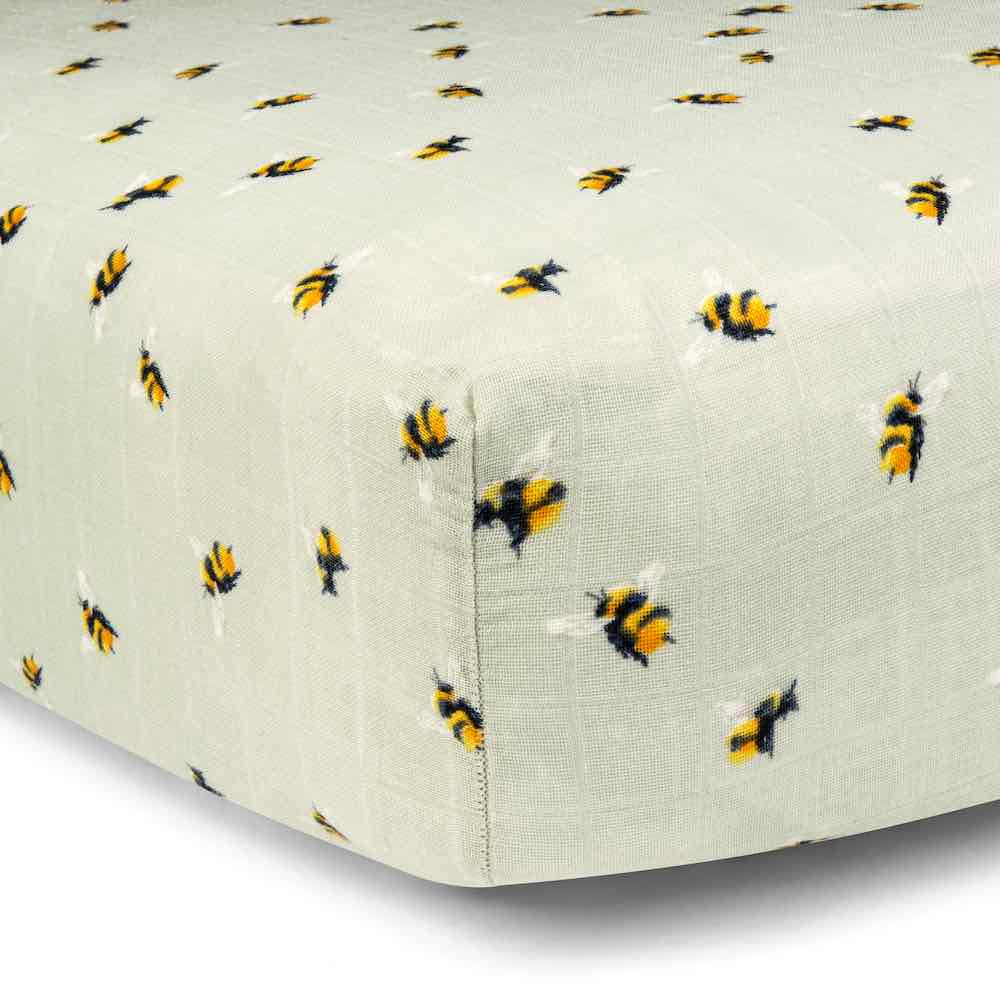 Milkbarn Bumblebee Muslin Fitted Crib Sheet