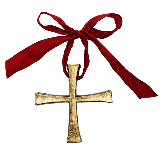 Gold Leaf Handmade Cross  Ornament 4 1/2"