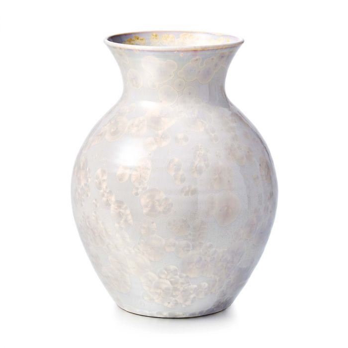 Large White Curio Candent Crystalline Vase, Simon Pearce