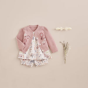 Elegant Baby 6 Month Floral Textured Knit Baby Cardigan
