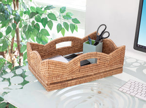 Artifacts Rectangle Basket with Cutout Handles - Honey Brown