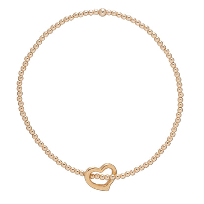 enewton Classic Gold 2mm Bead Bracelet Love Gold Charm