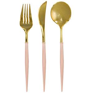 Blush & Gold Bella Assorted Plastic Cutlery - Service for 8