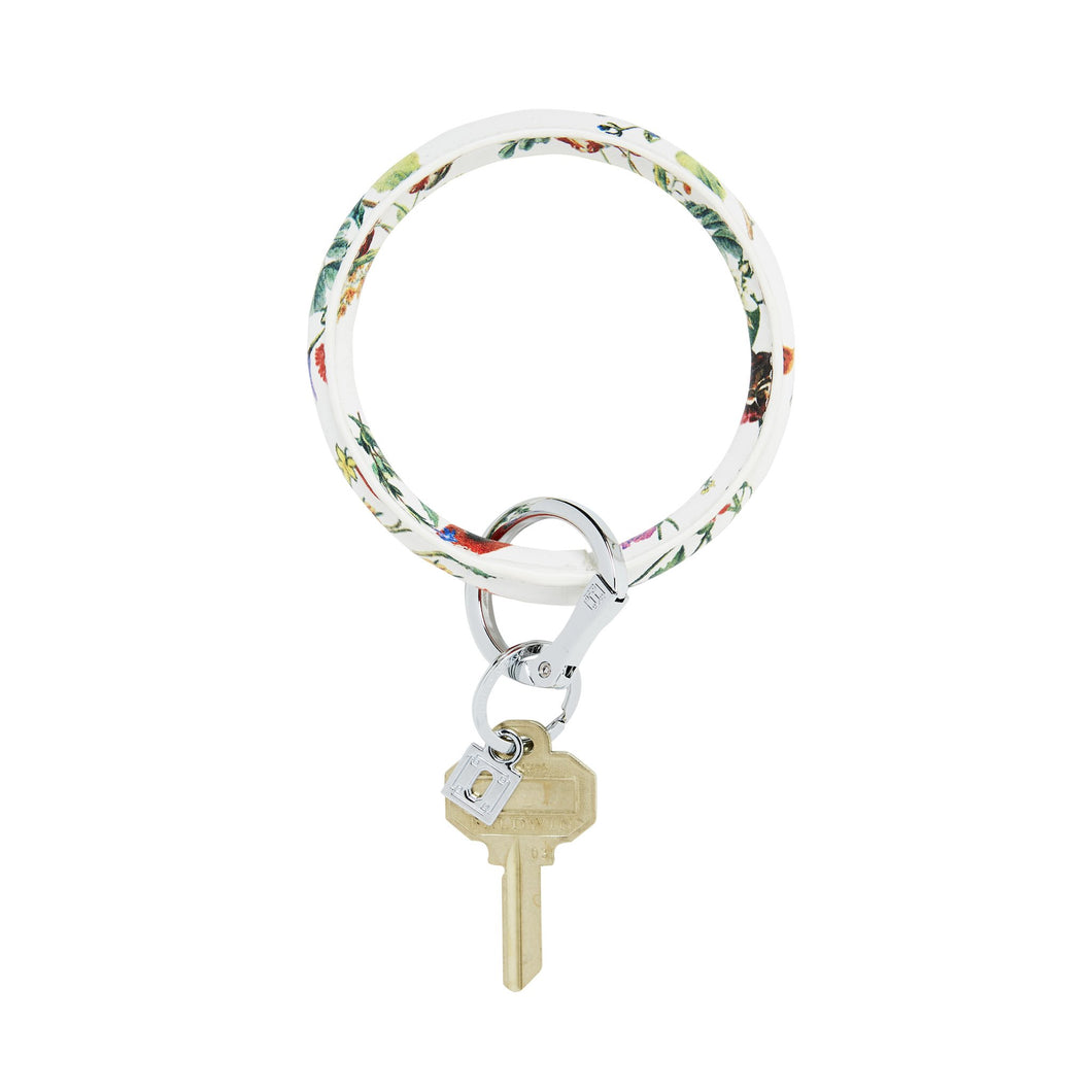 Oventure Leather Big O Key Ring - White Floral