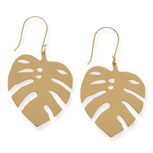 Load image into Gallery viewer, Ink + Alloy Small Monstera Leaf Brass Earring