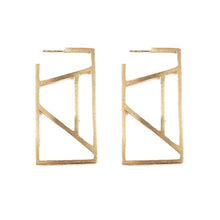 Load image into Gallery viewer, Ink + Alloy Stained Glass Rectangle Brass Earring