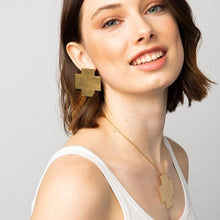 Load image into Gallery viewer, Ink + Alloy Large Cross Solid Brass Earrings