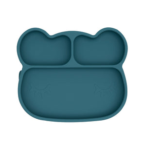 Baby Silicone Bear Stickie Plate Blue Dusk