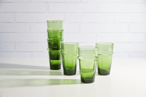 Moroccan Beldi Glassware - Green - Set of 6