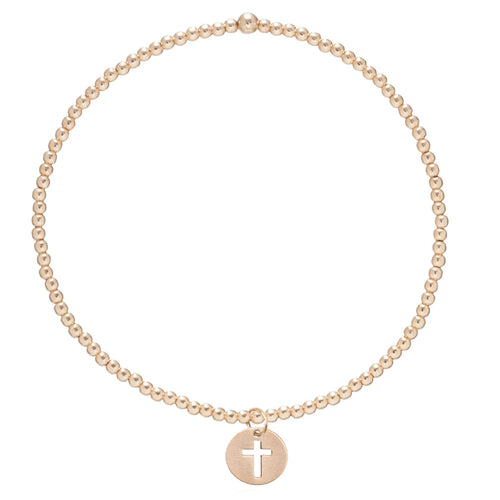 Classic Gold 3mm Bead Bracelet - Blessed Small Gold Charm