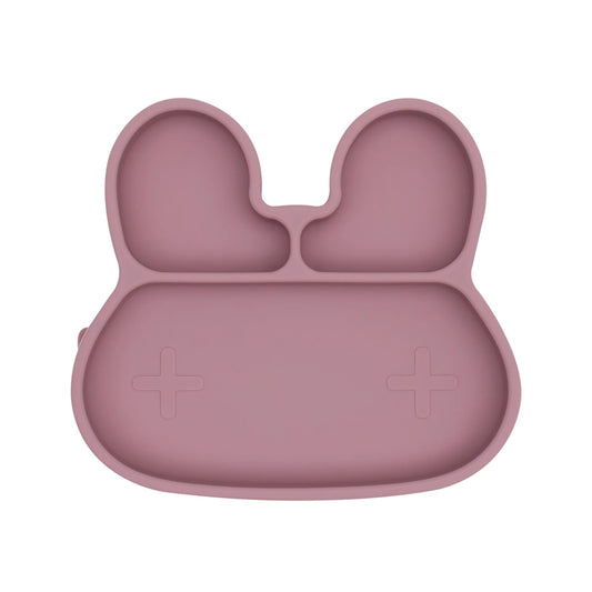 Baby Silicone Bunny Stickie Plate Dusty Rose