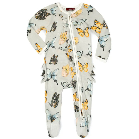 Milkbarn Butterfly Zipper Footed Romper Set 3 - 6 Month