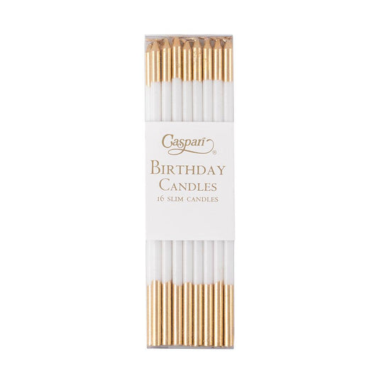 Slim Birthday Candles White and Gold