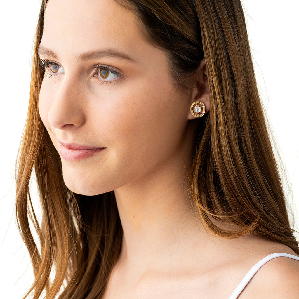 Capucine De Wulf Monique Petite Stud Earrings in Mother of Pearl