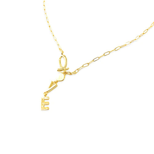Dangling Love Necklace Yellow Gold