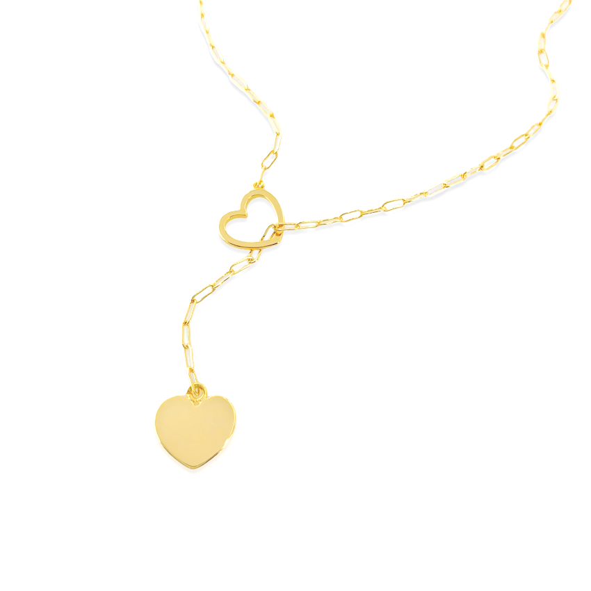 Heart Lariat Necklace - Gold