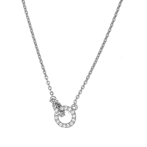 Linked Pave Rings Necklace White Gold