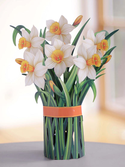 Fresh Cut Paper Daffodils Pop Up Greeting Card