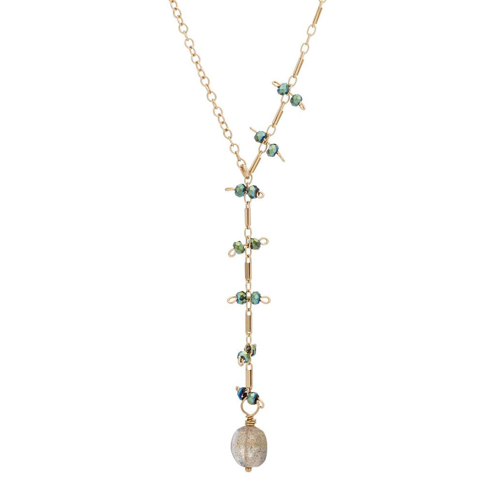 lily necklace gold filled labradorite, pyrite