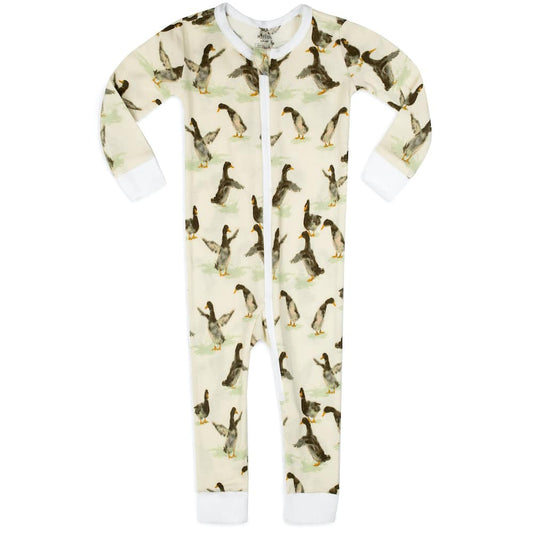 9-12M Duck Organic Zipper Pajama Milkbarn