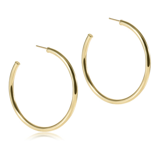 Round Gold 1.5" Post Hoop, 3mm Smooth | enewton