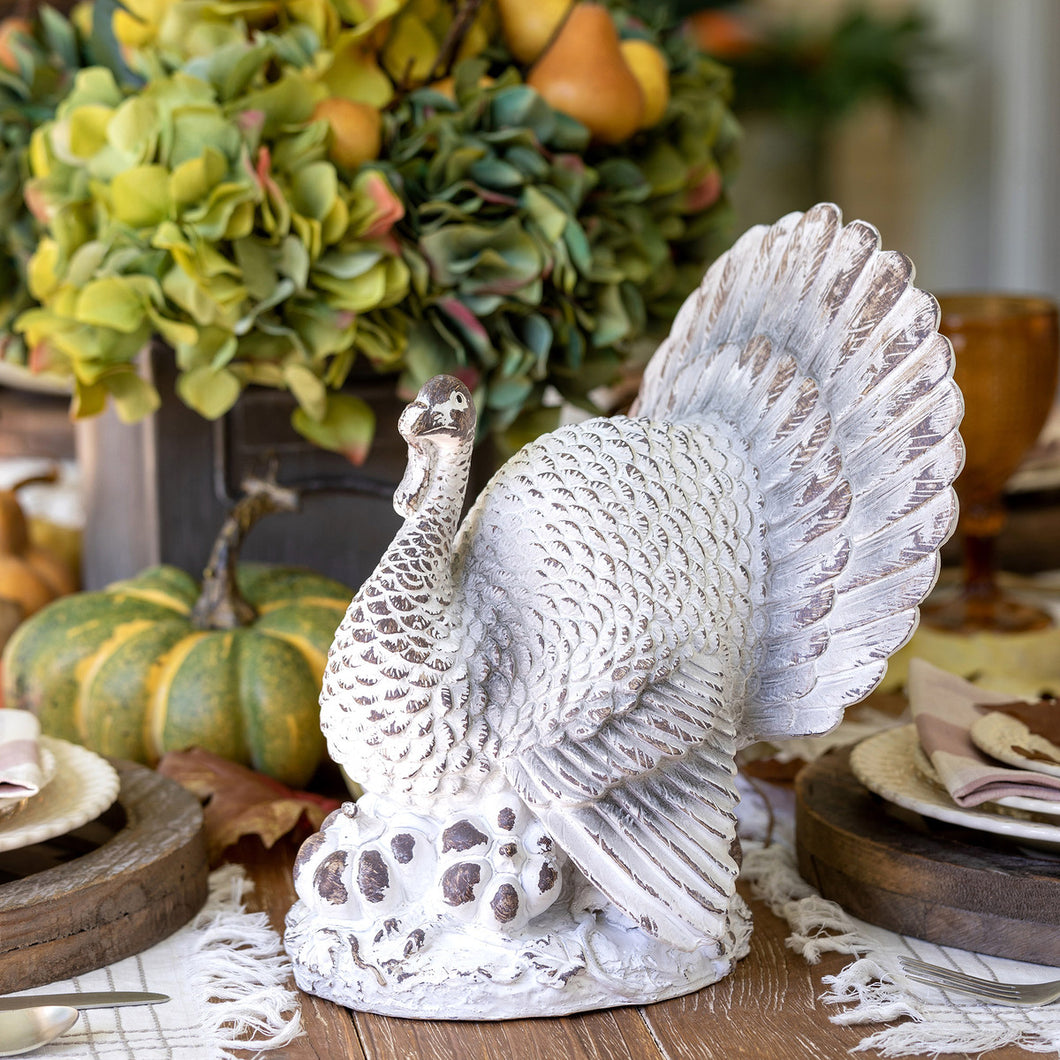 Whitewash Turkey Statuette