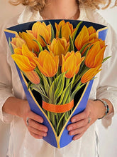 Load image into Gallery viewer, Cut Paper Yellow Tulips Pop Up Greeting Card