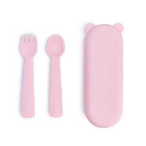 Baby Silicone Feedie Fork & Spoon Set Powder Pink