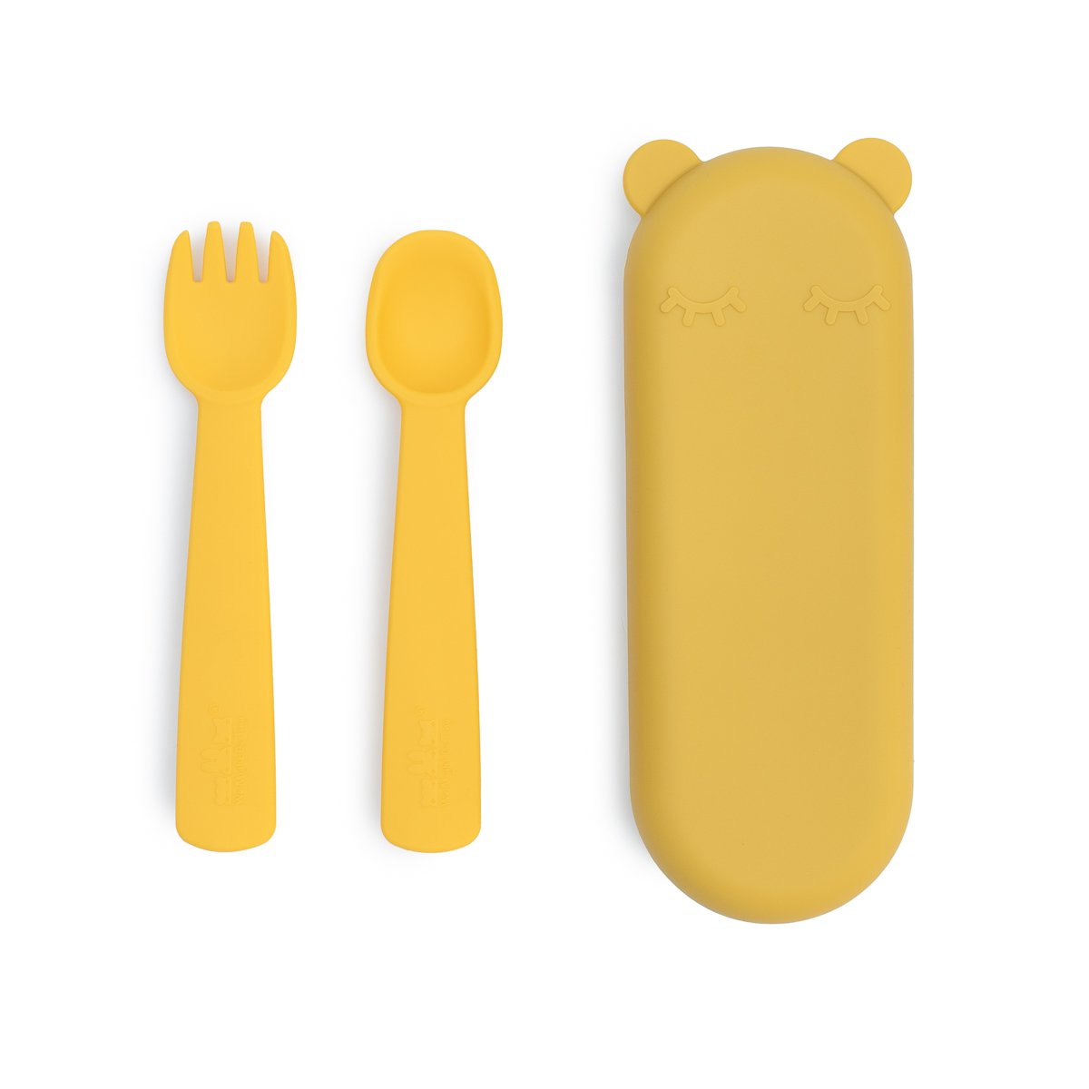 Baby Silicone Feedie Fork & Spoon Set yellow