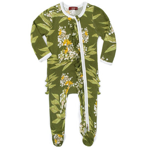 Milkbarn Zipper Footed Romper W/ Ruffle 3-6M
