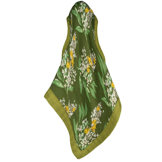 Milkbarn Mini Bamboo Green Floral Lovey Blanket