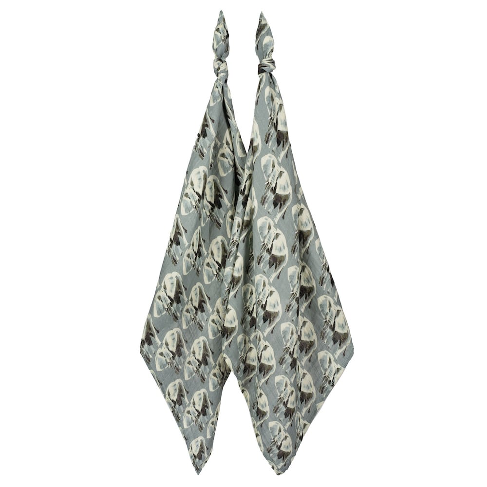 Milkbarn Grey Elephant Organic Cotton Muslin Burp Cloth Set