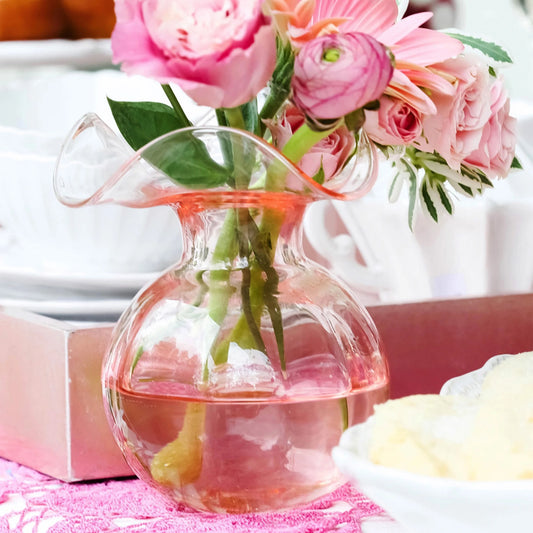 Vietri Hibiscus Glass Pink Bud Vase