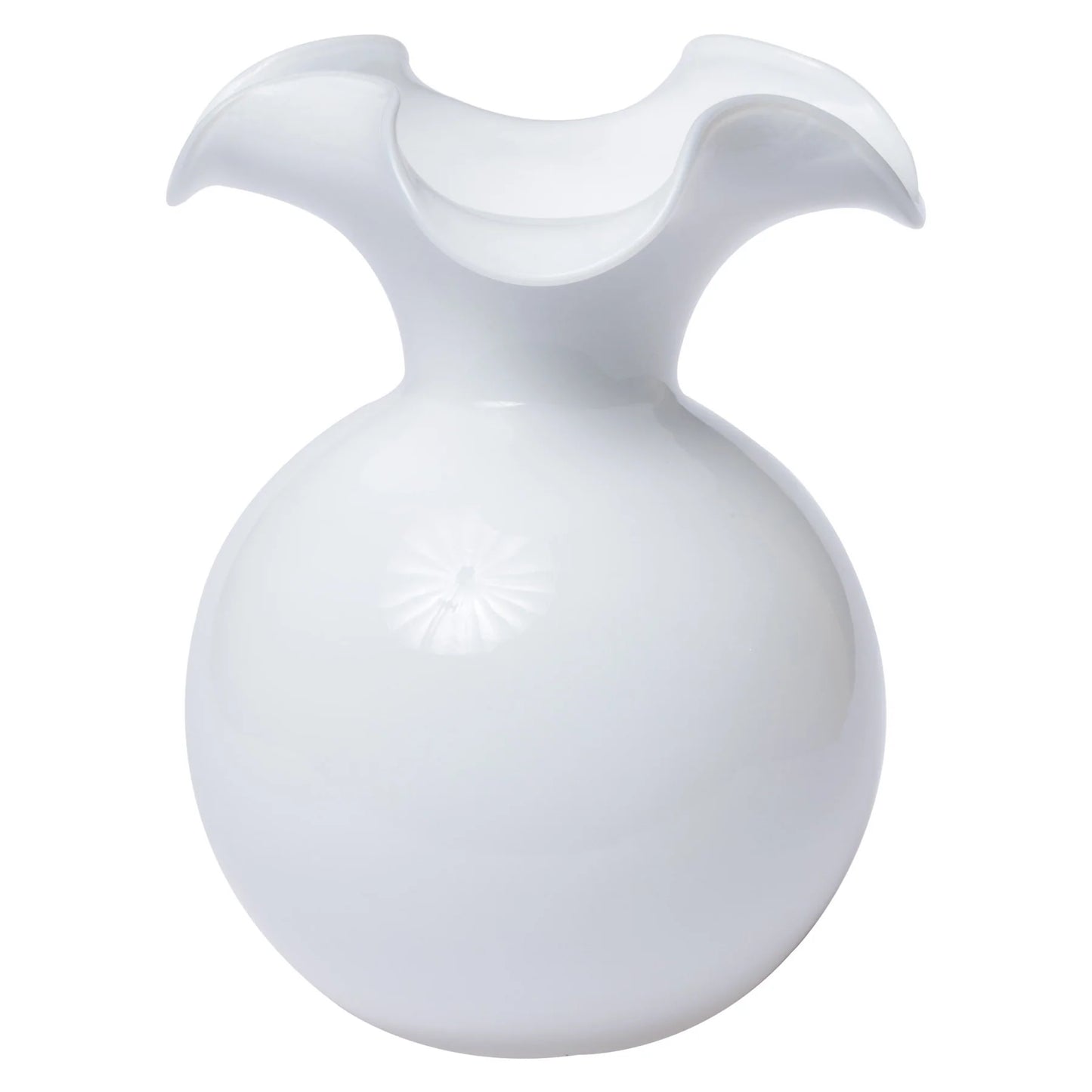 Vietri Hibiscus Glass White Large Fluted Vase