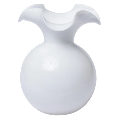 Vietri Hibiscus Glass White Large Fluted Vase