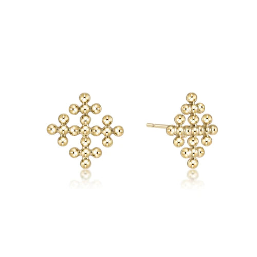 enewton Classic Beaded Signature Cross Encompass Gold Stud