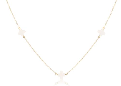 enewton 17" Choker Simplicity Chain Gold Signiture Cross Off White