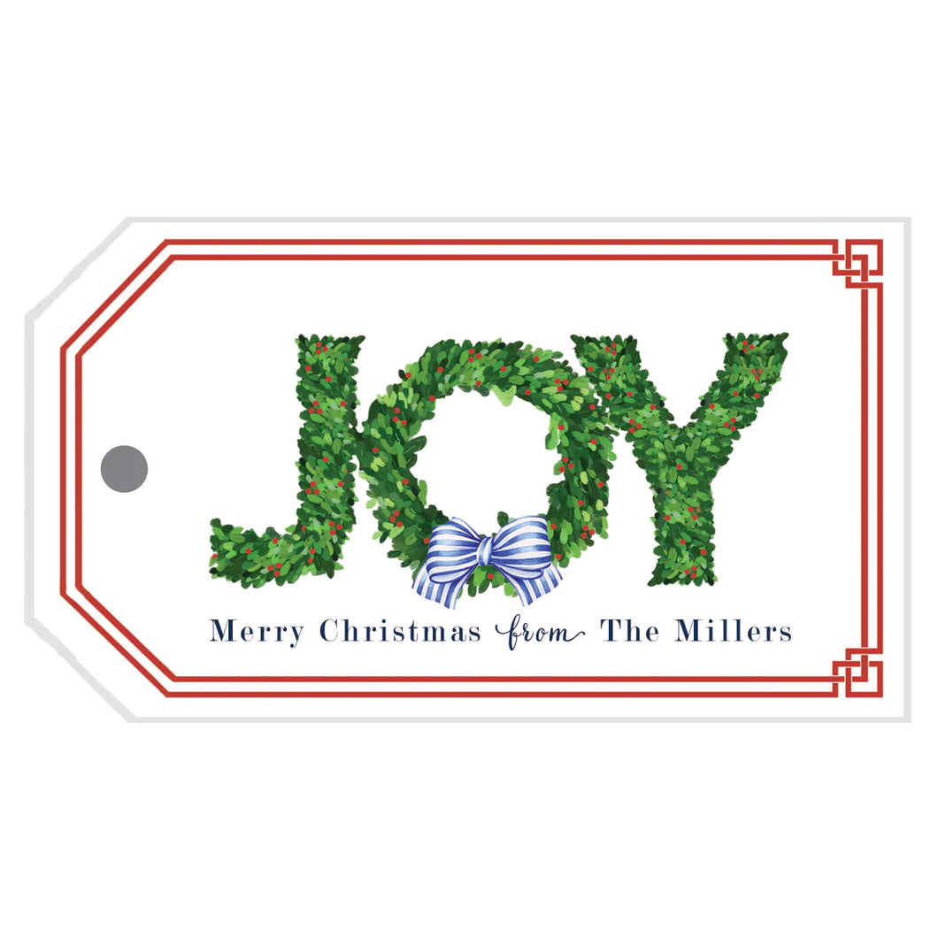 Joy Boxwood Full Color Gift Tag